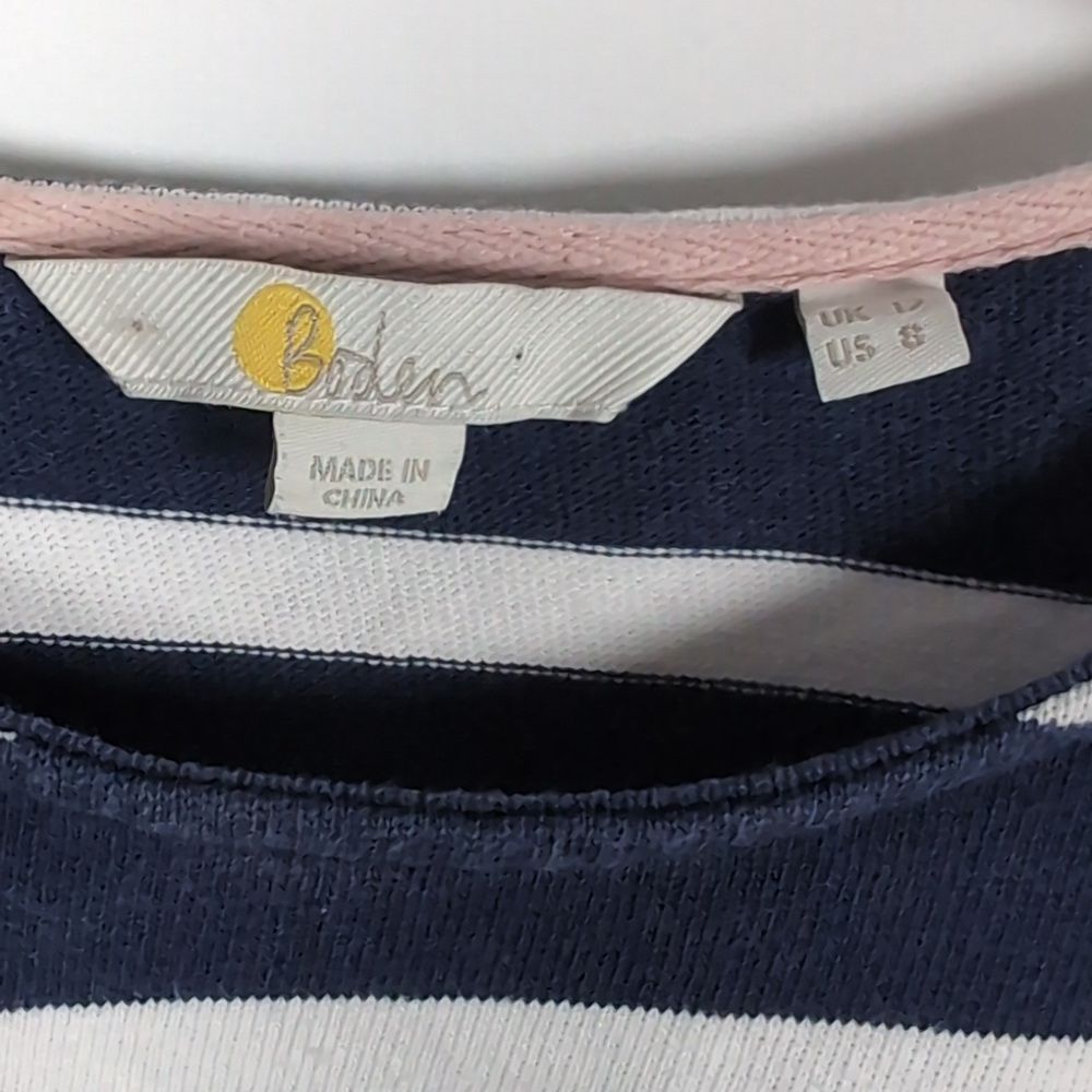 Boden Sophie Breton Stripe Button Side Navy & White Top Nautical Coastal Preppy - Picture 2 of 6